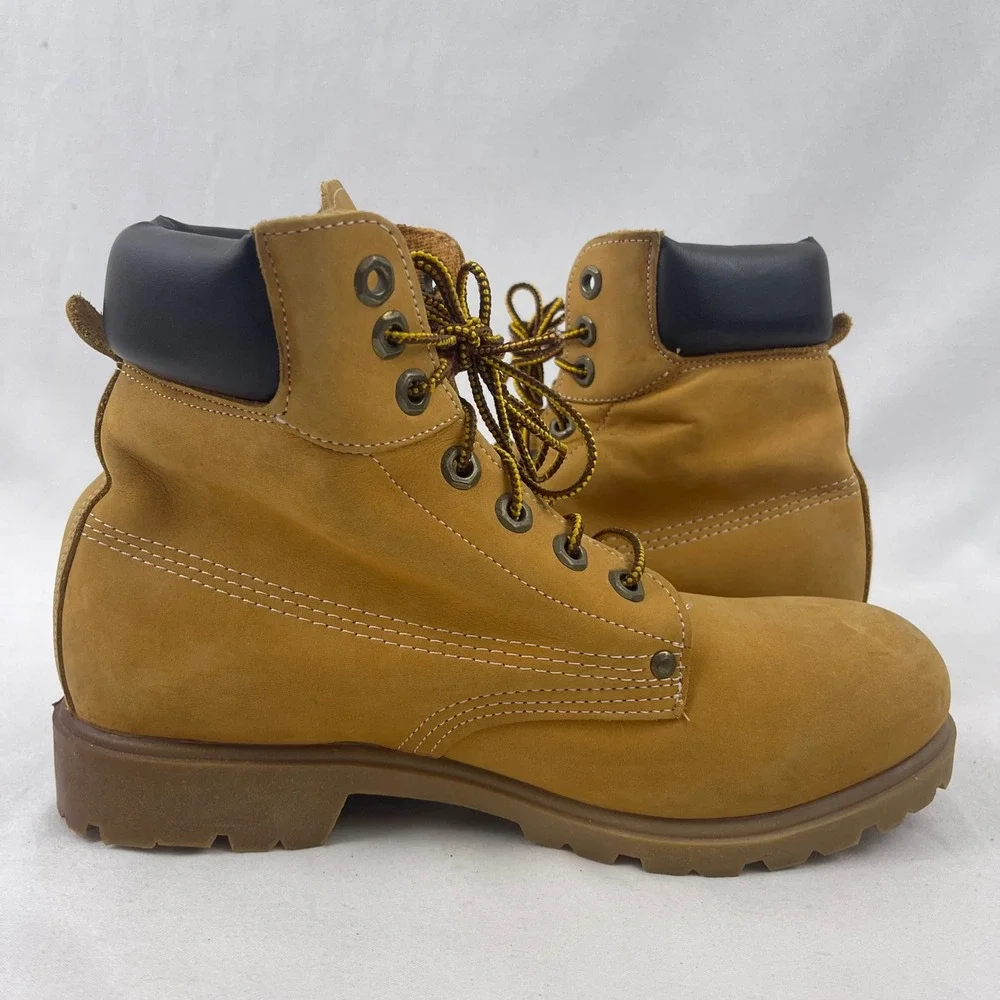 Country Boots‎ Work Boots Mens 7.5 D Wheat Leather Padded Collar Lug Sole